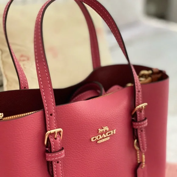 🆕 COACH | Pink Strawberry Haze Mollie Tote 25 Crossbody Shoulder Bag Purse - Picture 4 of 16